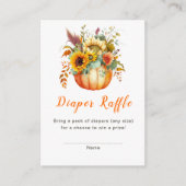 Pompoen Bloem Boeket Baby shower Luier Raffle Informatiekaartje (Voorkant)