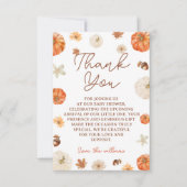Pompoen Bloem Boho Herfst Baby Borrel Bedankkaart (Voorkant)