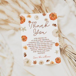 Pompoen Bloem Boho Herfst Baby Borrel Bedankkaart