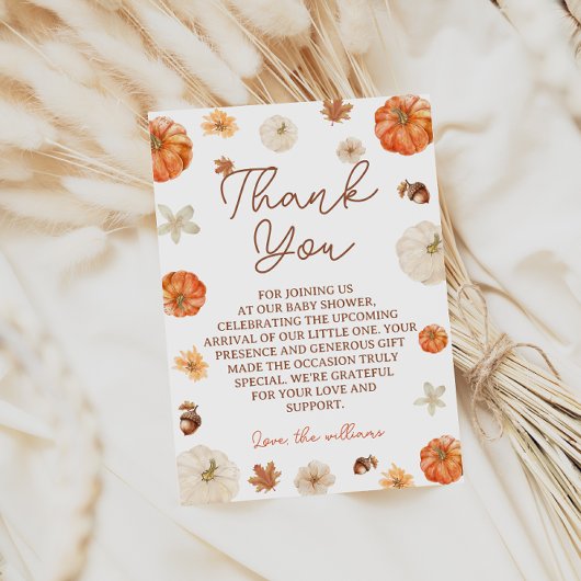 Pompoen Bloem Boho Herfst Baby Borrel Bedankkaart