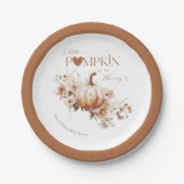 Pompoen & Bloem Boho Herfst Baby shower Papieren Bordje (Voorkant)