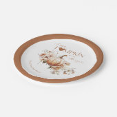 Pompoen & Bloem Boho Herfst Baby shower Papieren Bordje (Gekanteld)
