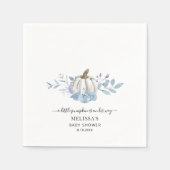 Pompoen Bloem Boy Baby Shower Stof Blauw Papier Servet (Voorkant)