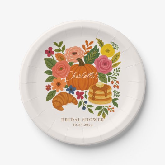 Pompoen Bloem Bruiloft Feest Papieren Borden Papieren Bordje (Voorkant)