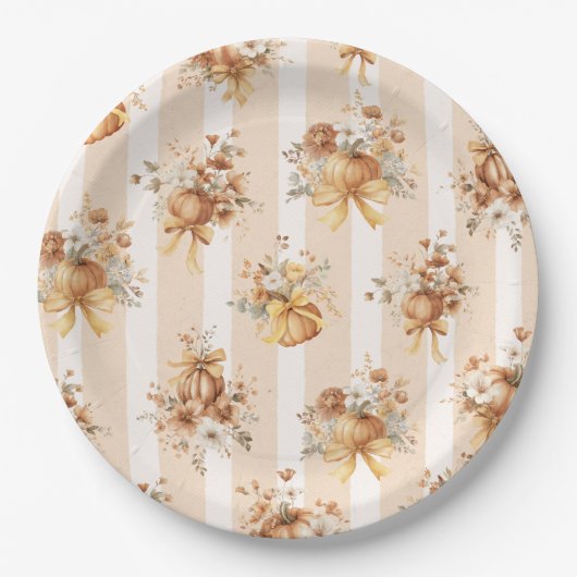 Pompoen Bloem Bruiloft Feest Papieren Bordje (Voorkant)