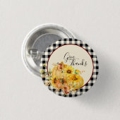 Pompoen bloem en geruit Thanksgiving Ronde Button 3,2 Cm (Voorkant /achterkant)