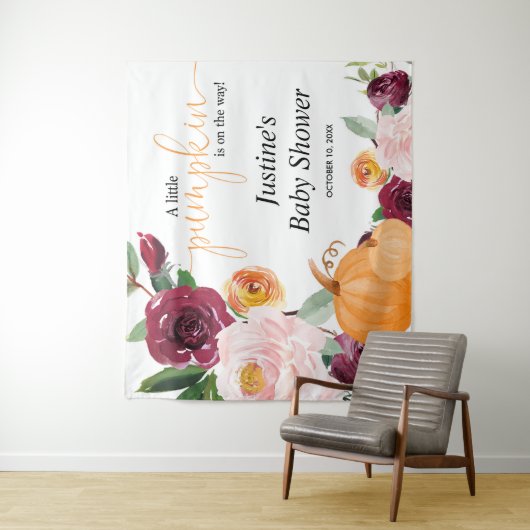 Pompoen bloem herfst baby shower achtergrond bord wandkleed (In situ)