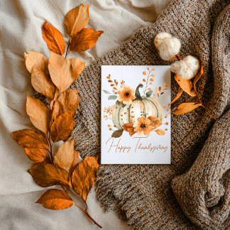 Pompoen & Bloemblaadjes Thanksgiving Kaart