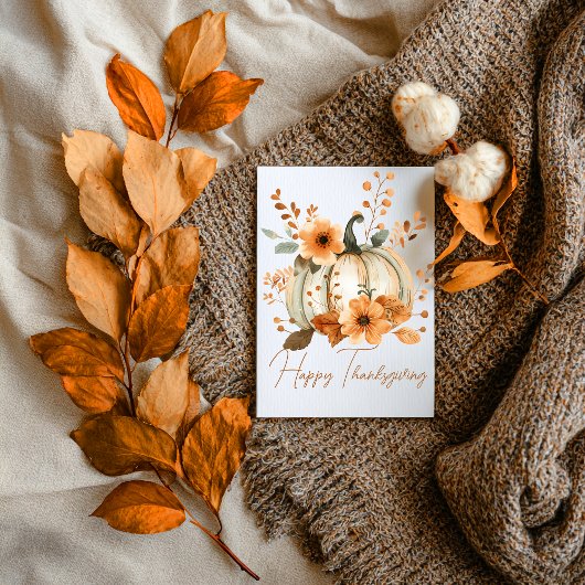 Pompoen & Bloemblaadjes Thanksgiving Kaart