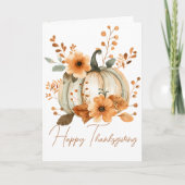 Pompoen & Bloemblaadjes Thanksgiving Kaart (Voorkant)