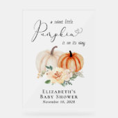 Pompoen Bloemen Baby shower Frosted Welkom Acryl Bord (Voorkant)