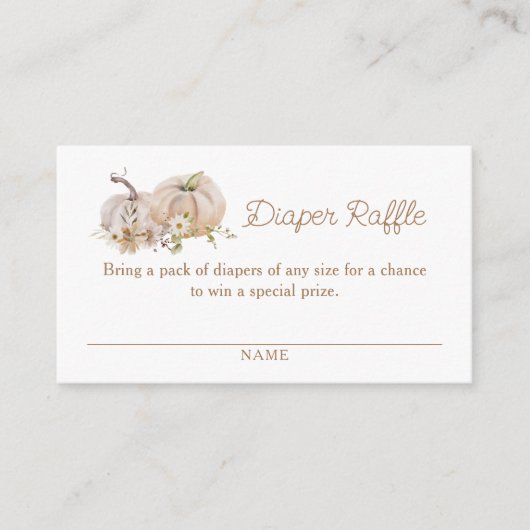 Pompoen Bloemen Baby shower Luier Raffle Informatiekaartje (Voorkant)