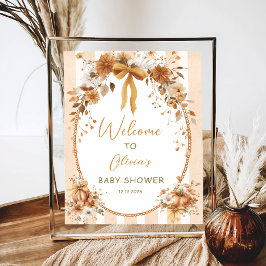 pompoen Bloemen Bow Baby shower Welkom Poster