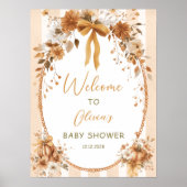 pompoen Bloemen Bow Baby shower Welkom Poster (Voorkant)