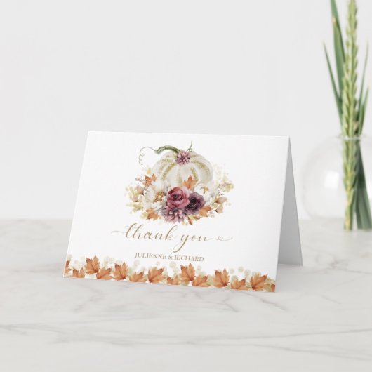 Pompoen Bloemen bruiloft Dank u Kaart (Voorkant)