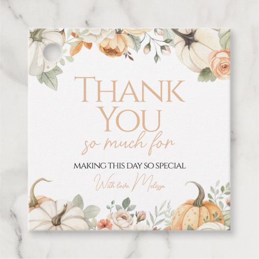 Pompoen Bloemen Dank u Cadeau Label (Voorkant)