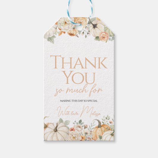 Pompoen Bloemen Dank u Cadeau Label Cadeaulabel (Voorkant)