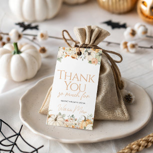Pompoen Bloemen Dank u Cadeau Label Cadeaulabel