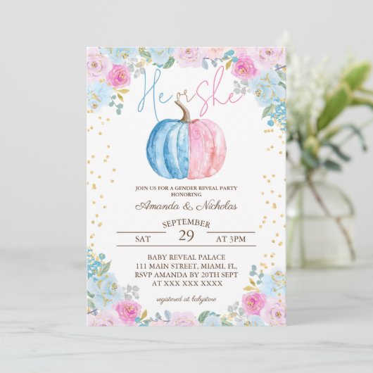 Pompoen Bloemen Geslacht Onthullen Kaart (Staand voorkant)