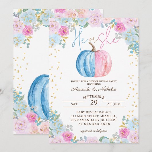 Pompoen Bloemen Geslacht Onthullen Kaart (Voorkant / Achterkant)