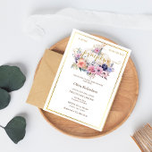 Pompoen Bloemen Gouden Folie Baby Meisje Douche Kaart