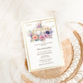 Pompoen Bloemen Gouden Folie Baby Meisje Douche Kaart