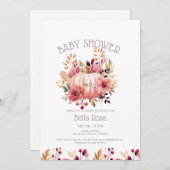 Pompoen Bloemen Herfst Baby shower Uitnodiging (Voorkant / Achterkant)