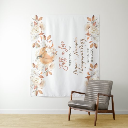 Pompoen Bloemen Herfst in Liefde Engagement Party Wandkleed (In situ)