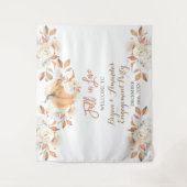 Pompoen Bloemen Herfst in Liefde Engagement Party Wandkleed (Voorkant)