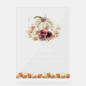 Pompoen Bloemen Herfst Trouwen Welkom Teken Acryl Bord (Voorkant)