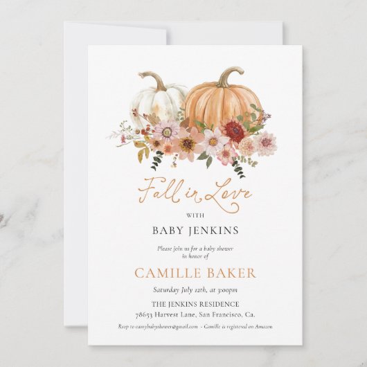 Pompoen Bloemen Herfst Verliefd Op Baby shower Kaart (Voorkant)
