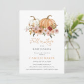 Pompoen Bloemen Herfst Verliefd Op Baby shower Kaart (Staand voorkant)