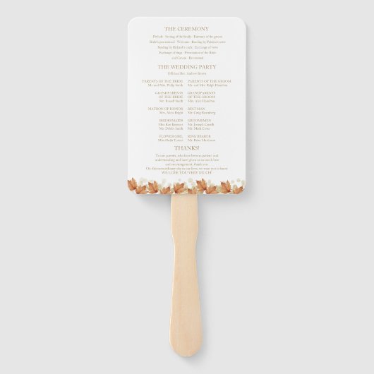 Pompoen Bloemen Herfst Wedding Ceremony Programma Handwaaier (Achterkant)