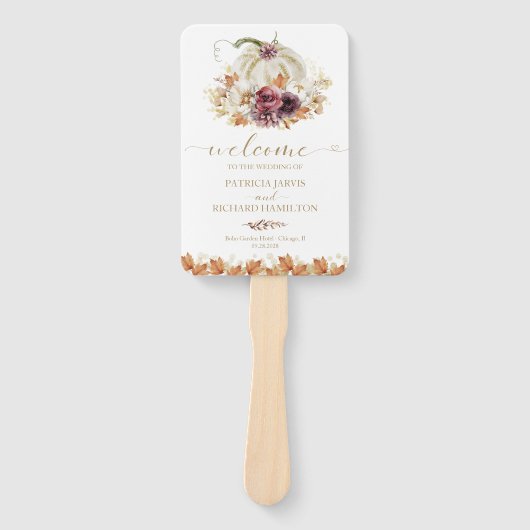 Pompoen Bloemen Herfst Wedding Ceremony Programma Handwaaier (Voorkant)