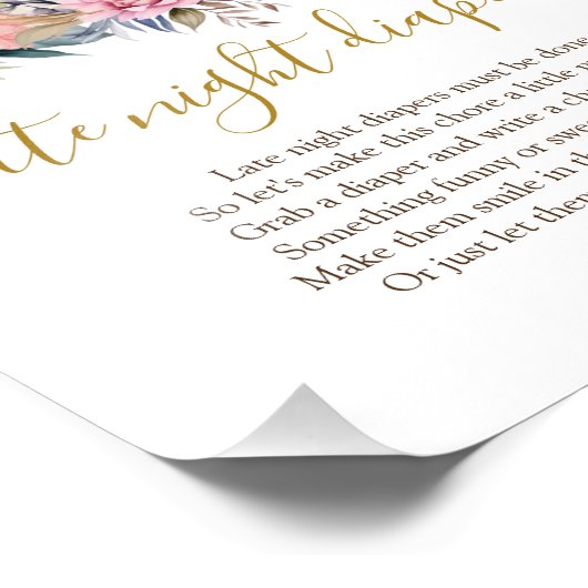 Pompoen Bloemen Late Night Luier Poster (Hoek)