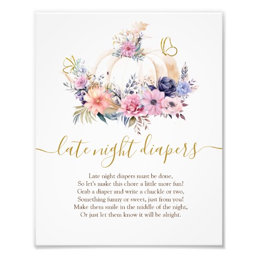 Pompoen Bloemen Late Night Luier Poster (Voorkant)
