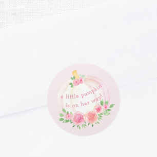 Pompoen Bloemen Meisje Baby shower Roze Ronde Sticker
