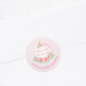 Pompoen Bloemen Meisje Baby shower Roze Ronde Sticker