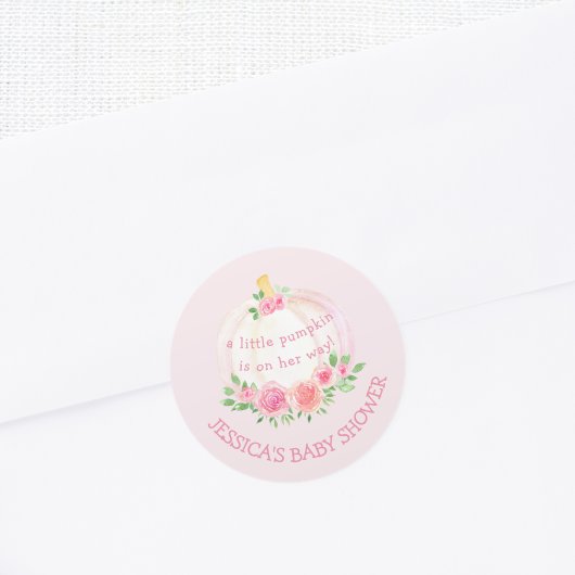 Pompoen Bloemen Meisje Baby shower Roze Ronde Sticker