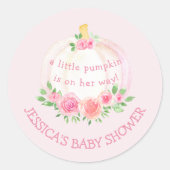 Pompoen Bloemen Meisje Baby shower Roze Ronde Sticker (Voorkant)