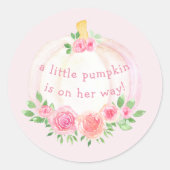 Pompoen Bloemen Meisje Baby shower Roze Ronde Sticker (Voorkant)