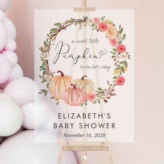 Pompoen Bloemen Meisje Baby shower Welkom Frosted Acryl Bord