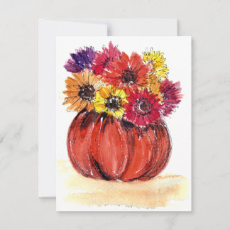Pompoen Bloemen Notitiekaart Blank binnenin met En Notitiekaartje