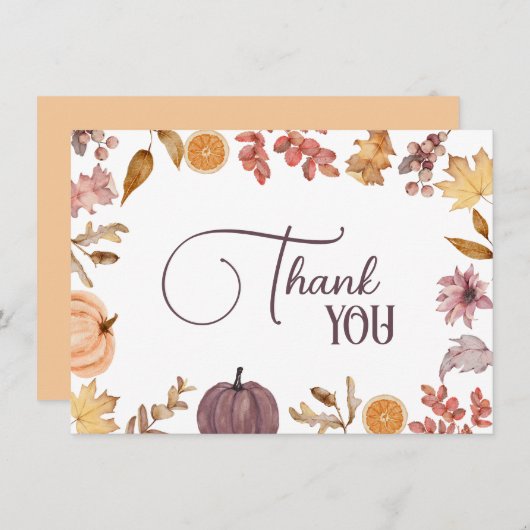 Pompoen Bloemen, Rustieke douche, Verjaardag Bedankkaart (Voorkant / Achterkant)