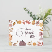 Pompoen Bloemen, Rustieke douche, Verjaardag Bedankkaart (Staand voorkant)