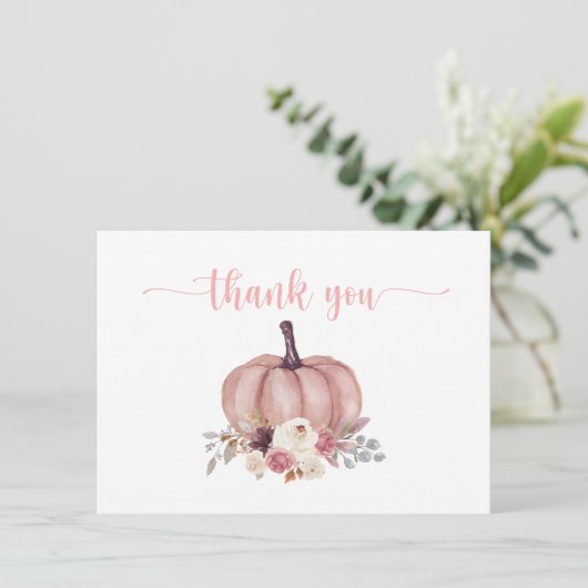 Pompoen Bloemen, Rustieke douche, Verjaardag Dank Bedankkaart (Staand voorkant)