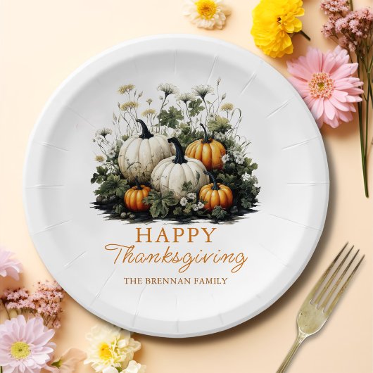 Pompoen Bloemen Thanksgiving Diner Papier Borden Papieren Bordje