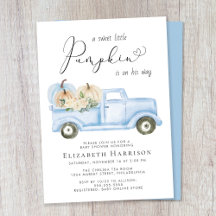 Pompoen Bloemen Truck Baby Boy Shower