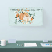 Pompoen Bloemen Vallen Kleuren Blauw, Gepersonalis Spandoek (Beurs)