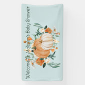 Pompoen Bloemen Vallen Kleuren Blauw, Gepersonalis Spandoek (Verticaal)